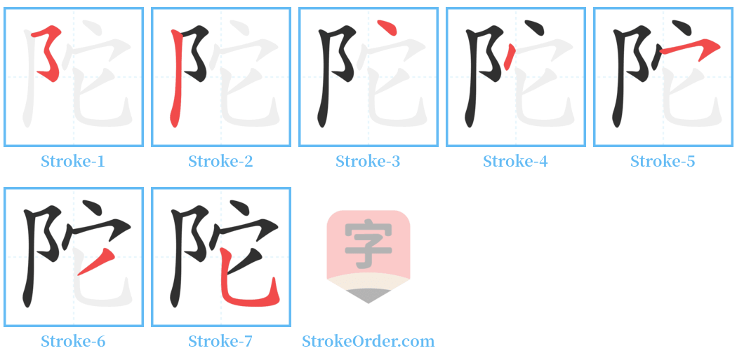 陀 Stroke Order Diagrams