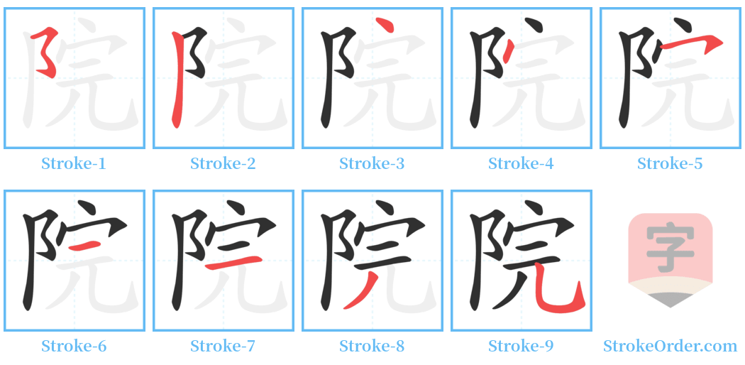 院 Stroke Order Diagrams