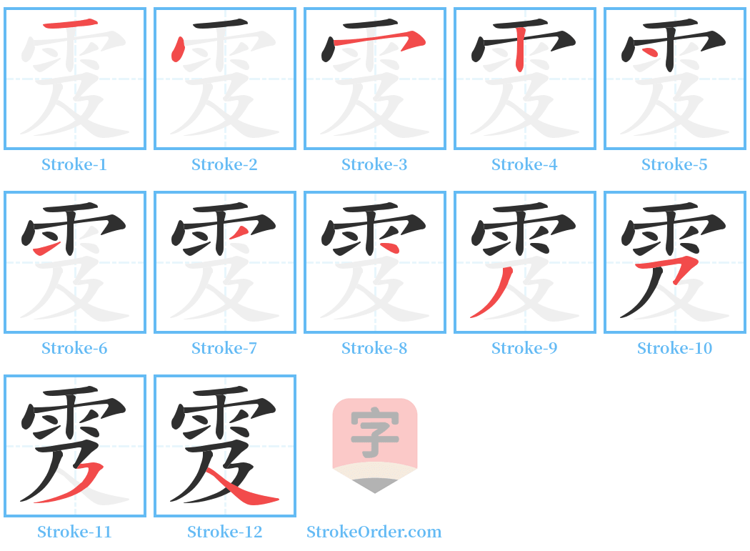雭 Stroke Order Diagrams