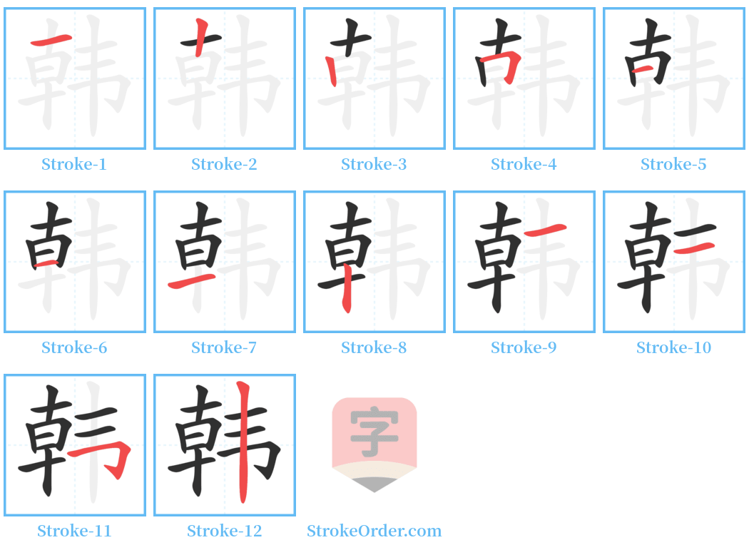 韩 Stroke Order Diagrams