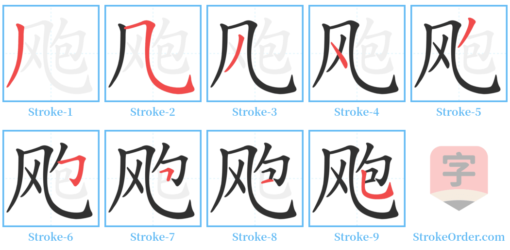 飑 Stroke Order Diagrams