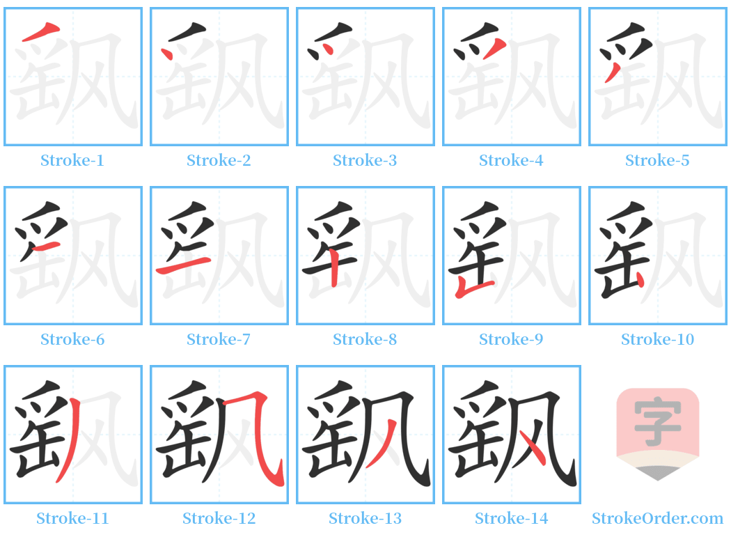 飖 Stroke Order Diagrams
