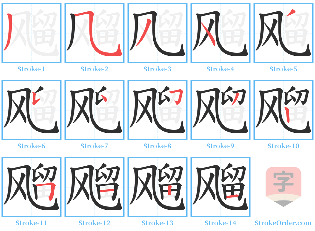 飗 Stroke Order Diagrams