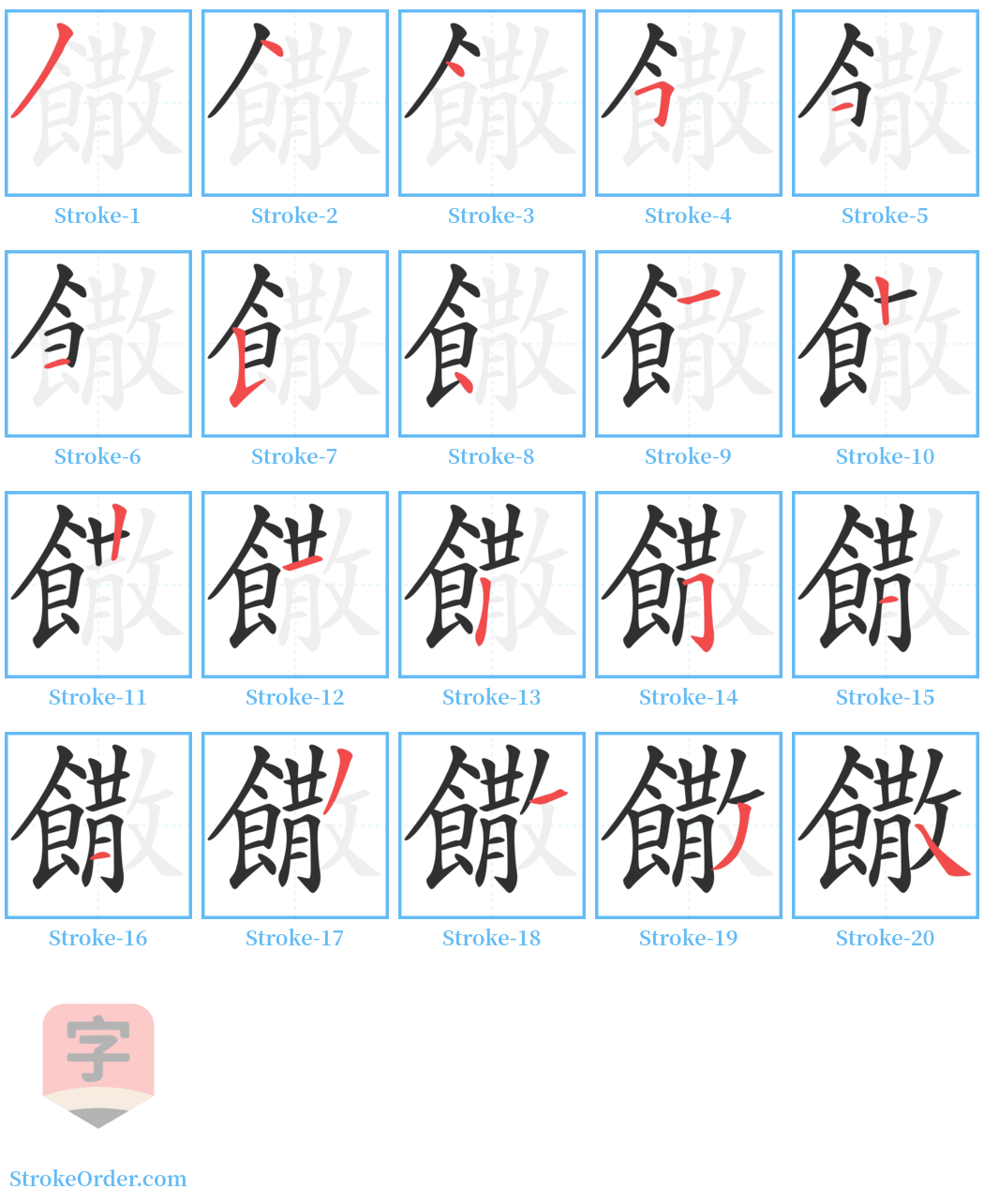 饊 Stroke Order Diagrams