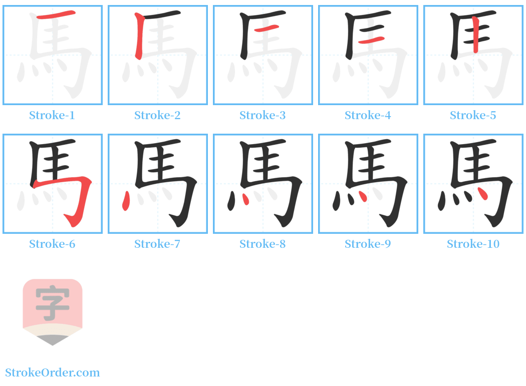 䮼 Stroke Order Diagrams