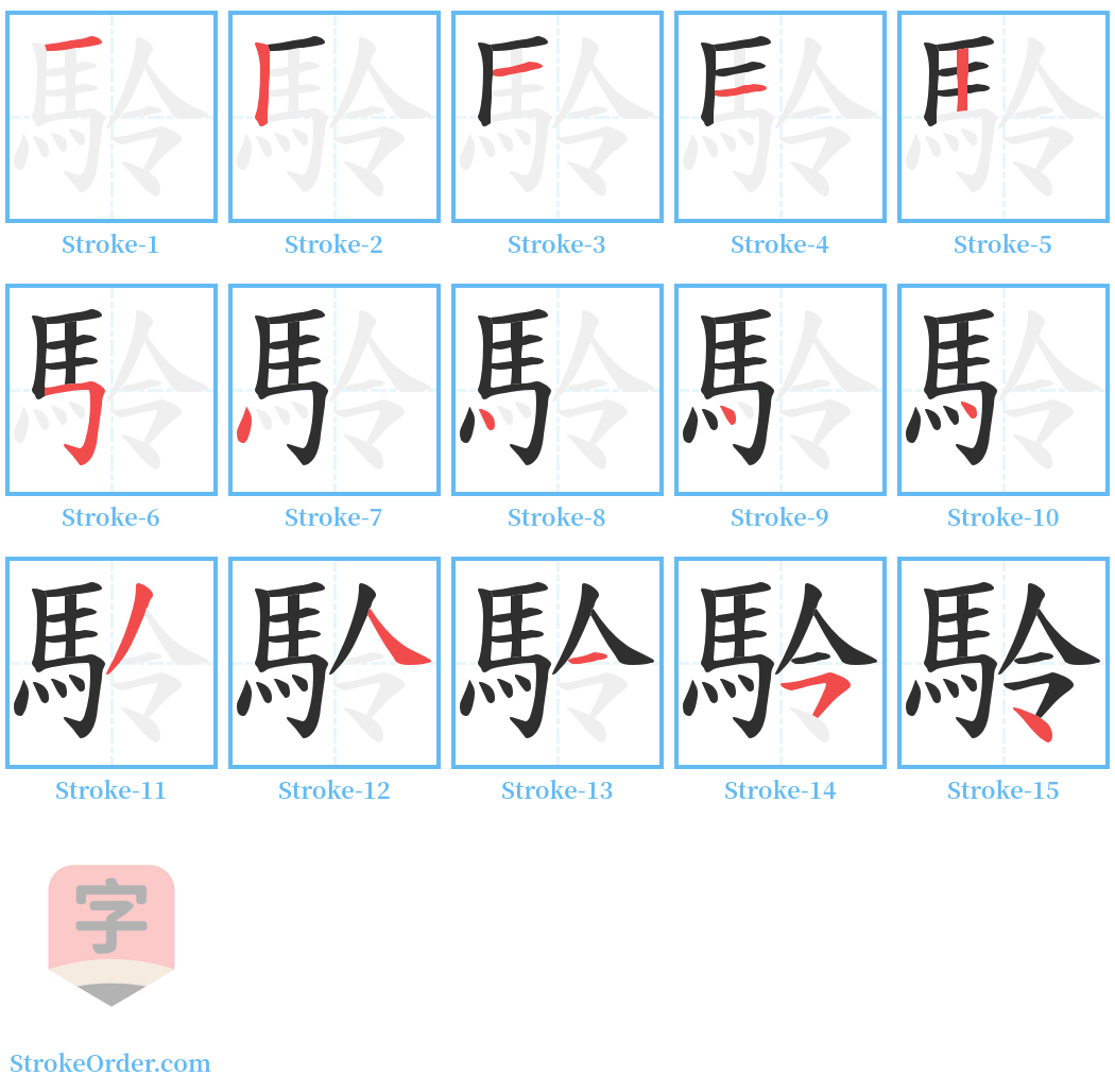 駖 Stroke Order Diagrams