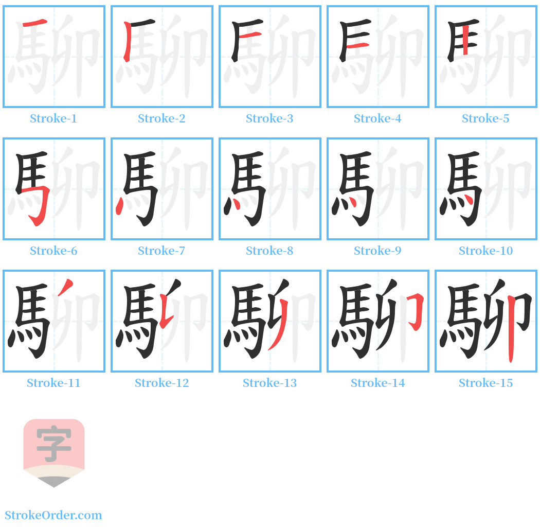 駠 Stroke Order Diagrams