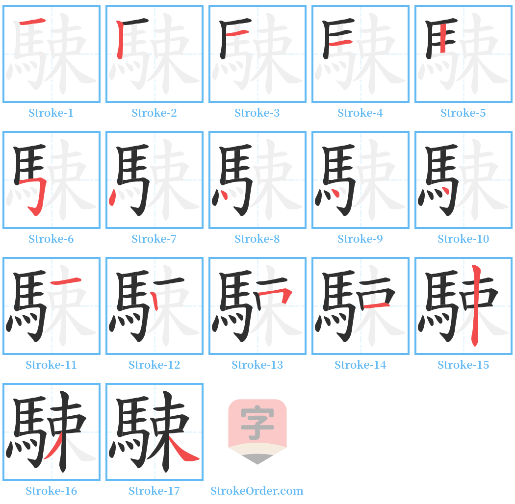 駷 Stroke Order Diagrams