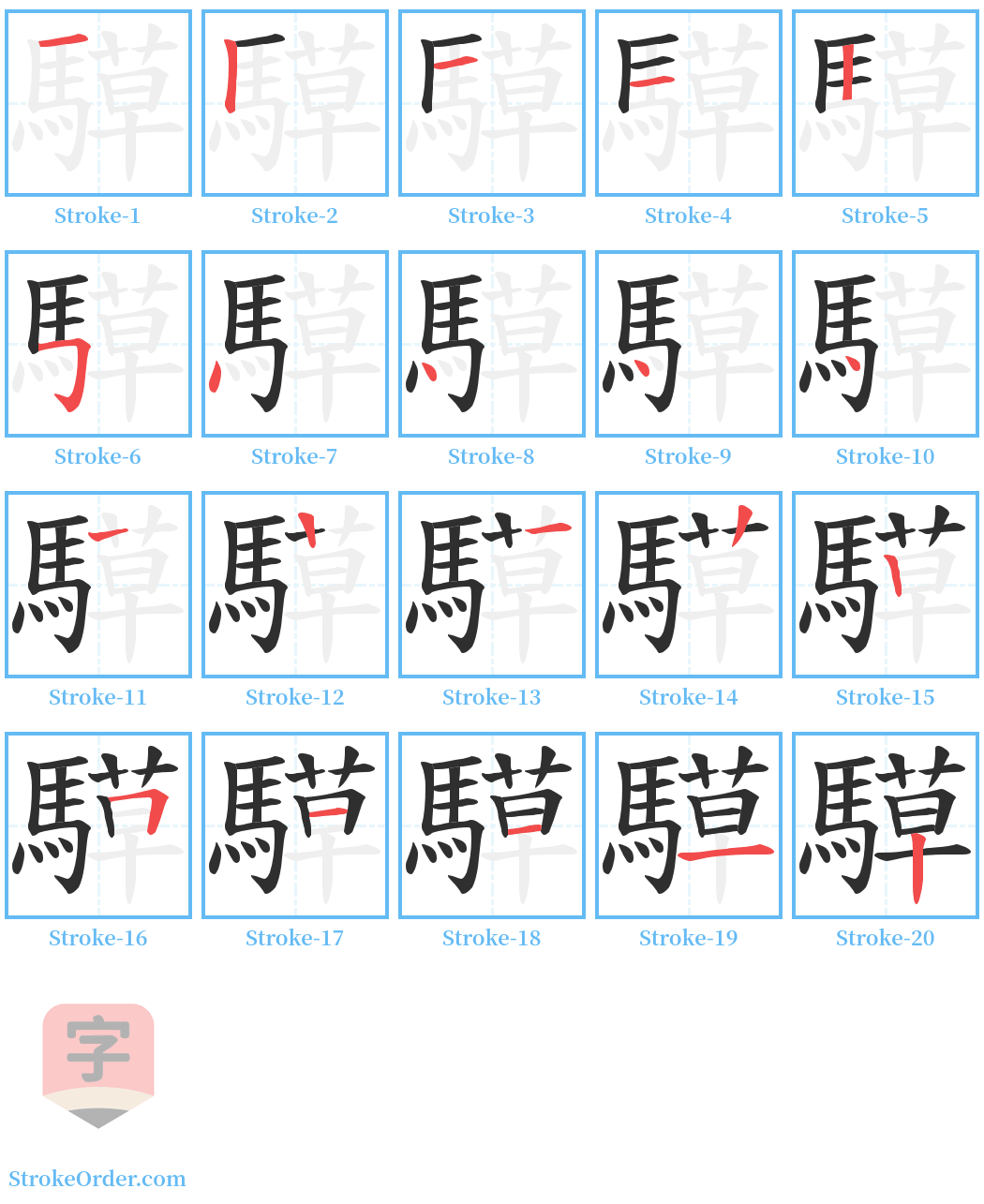 騲 Stroke Order Diagrams