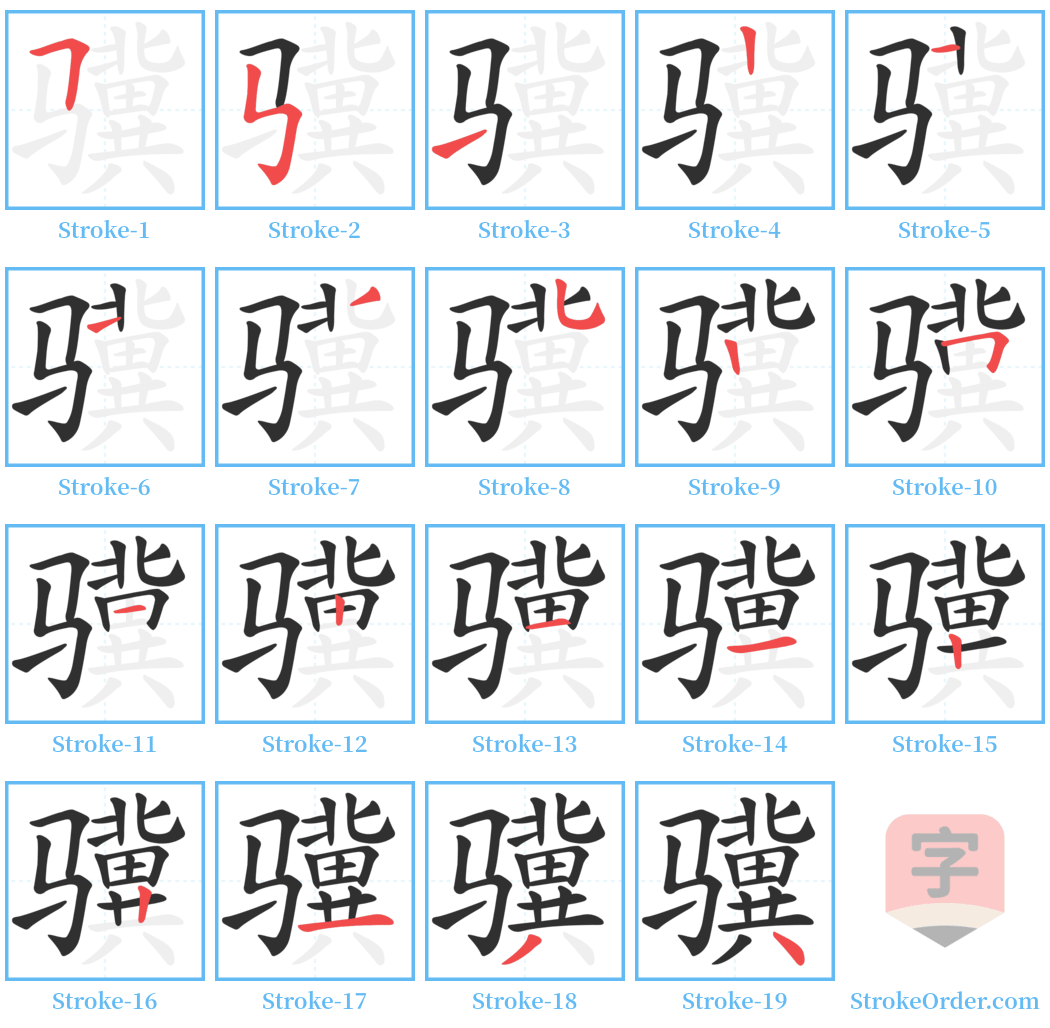 骥 Stroke Order Diagrams