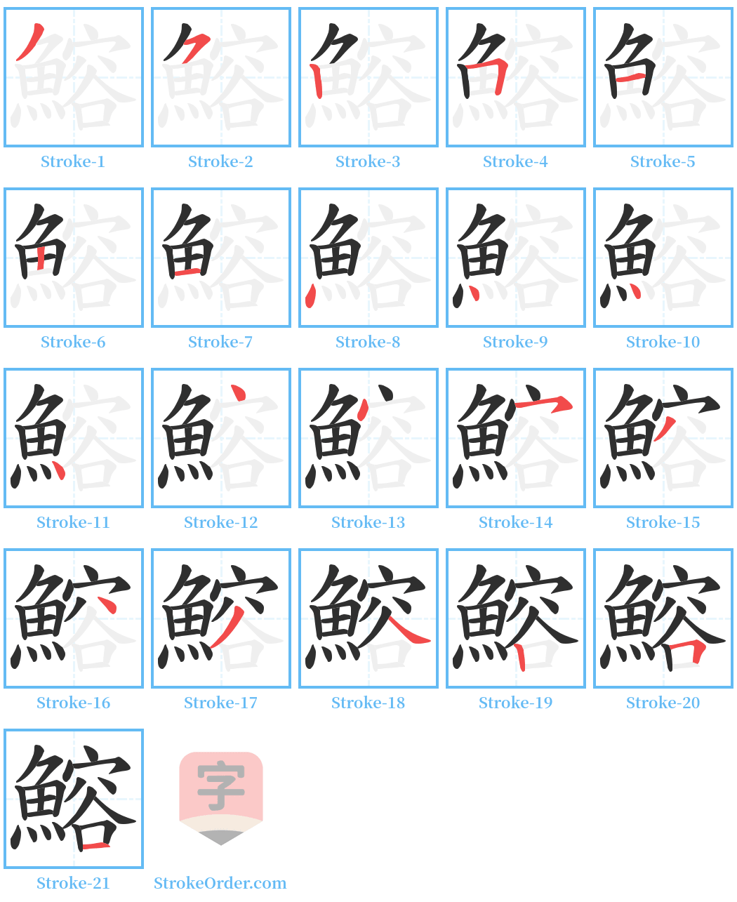 鰫 Stroke Order Diagrams
