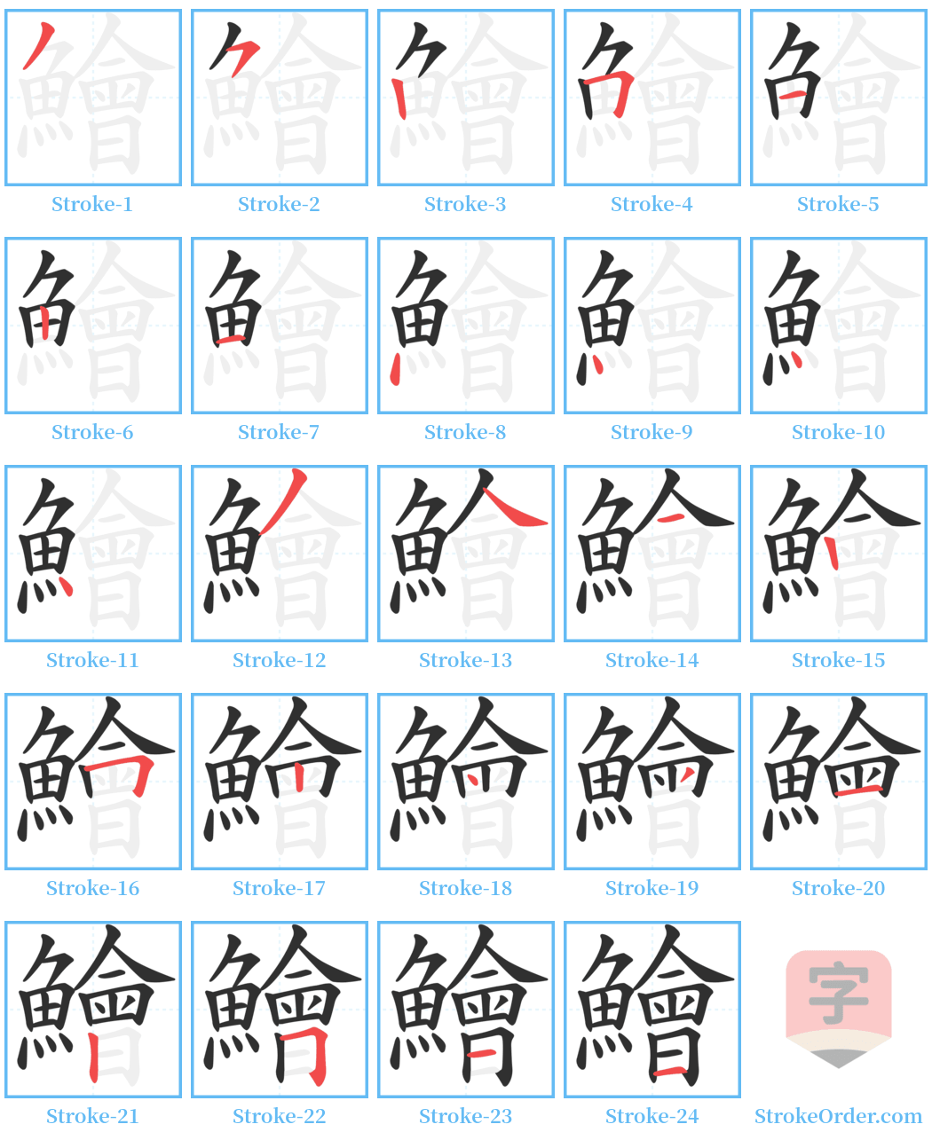 鱠 Stroke Order Diagrams