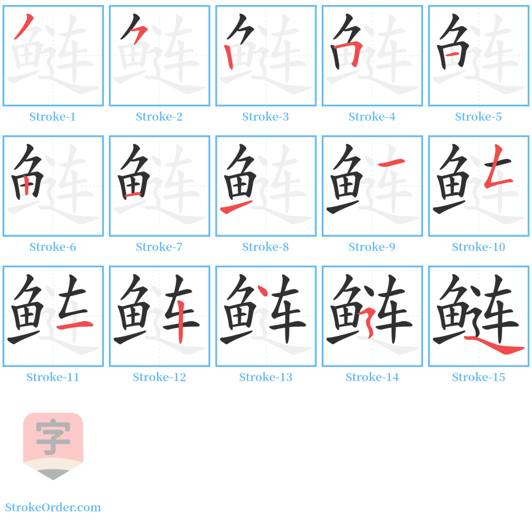 鲢 Stroke Order Diagrams