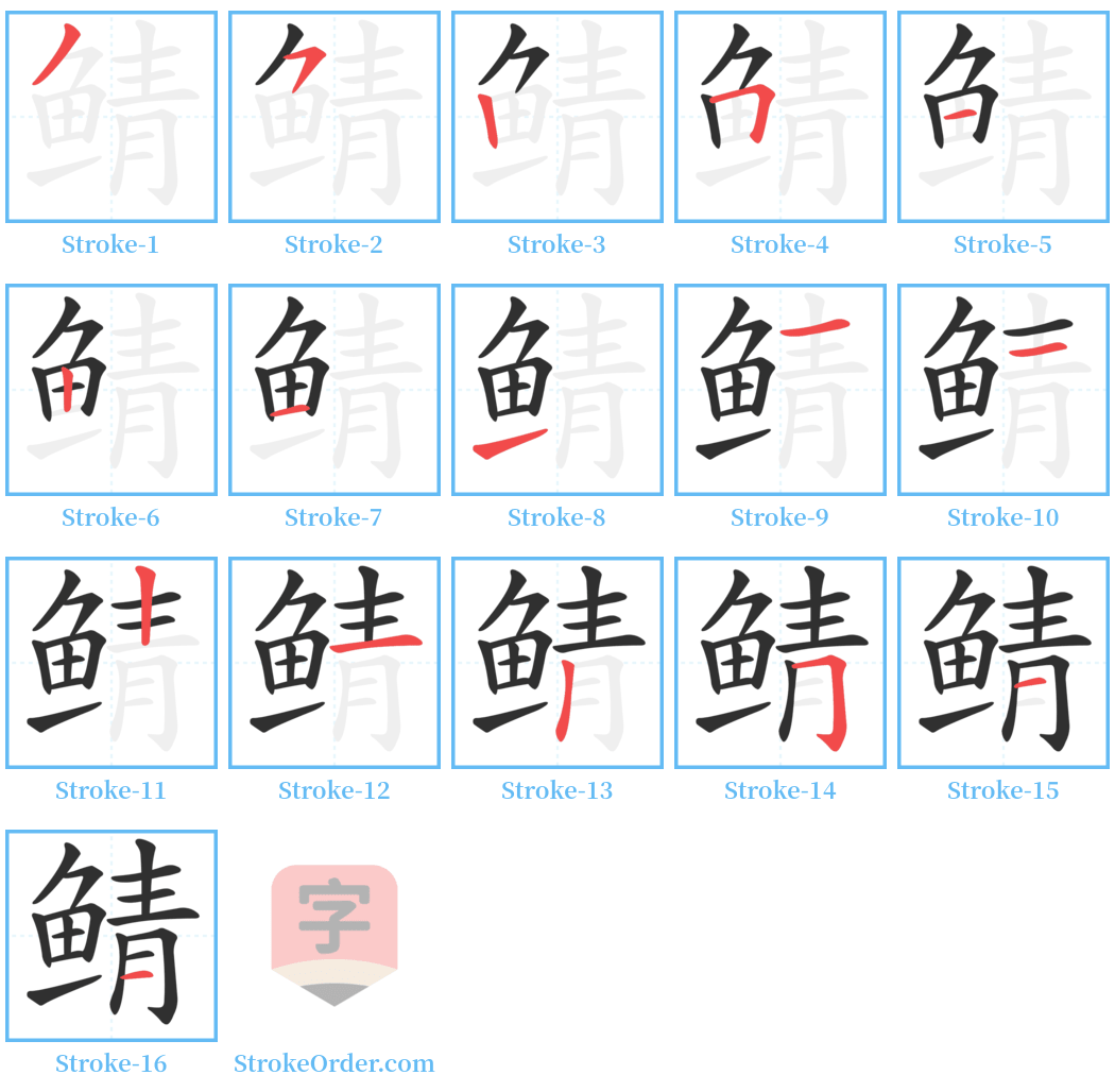 鲭 Stroke Order Diagrams