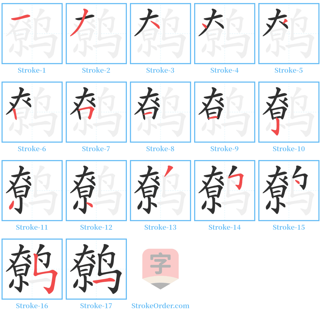鹩 Stroke Order Diagrams