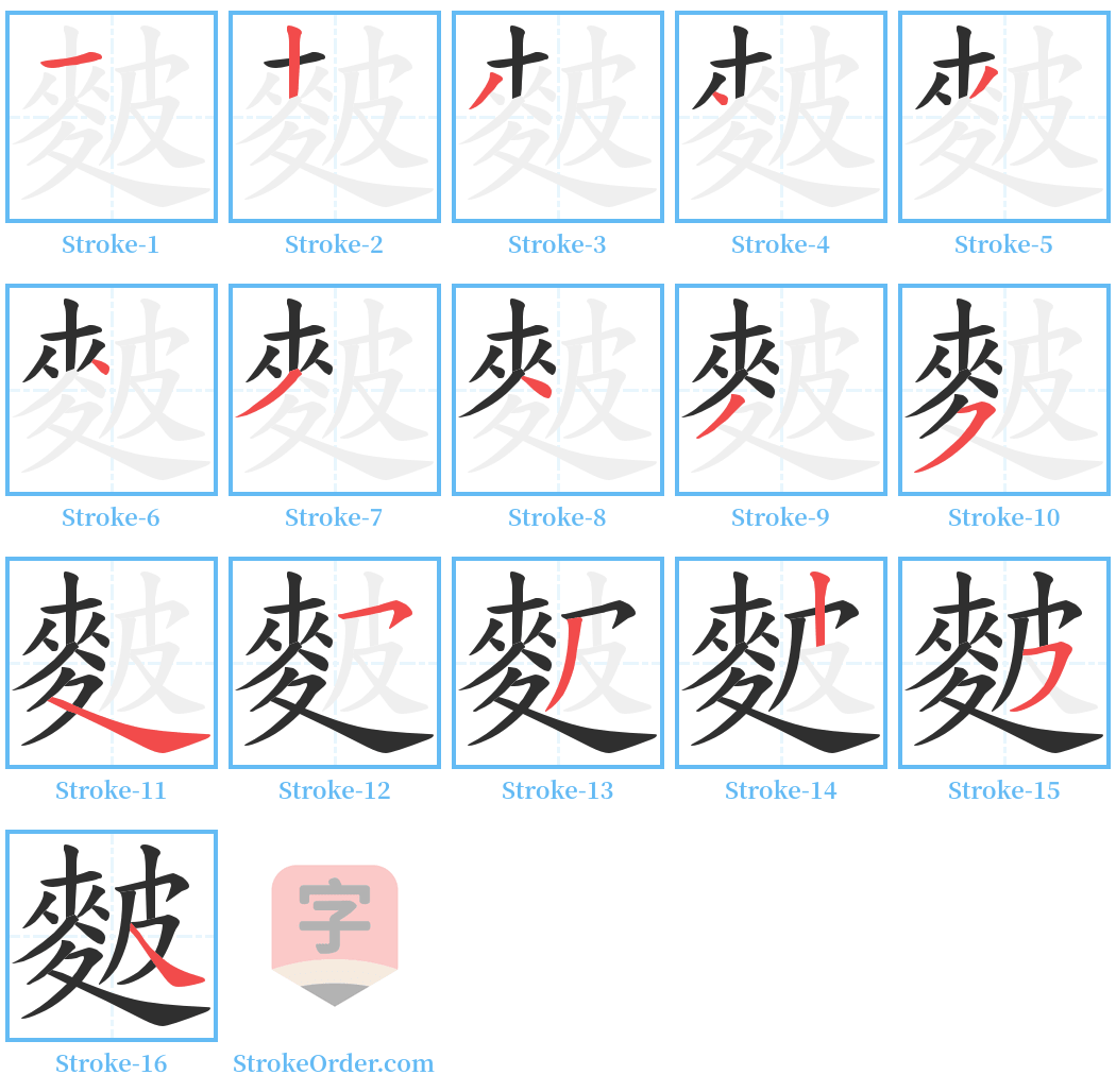 麬 Stroke Order Diagrams