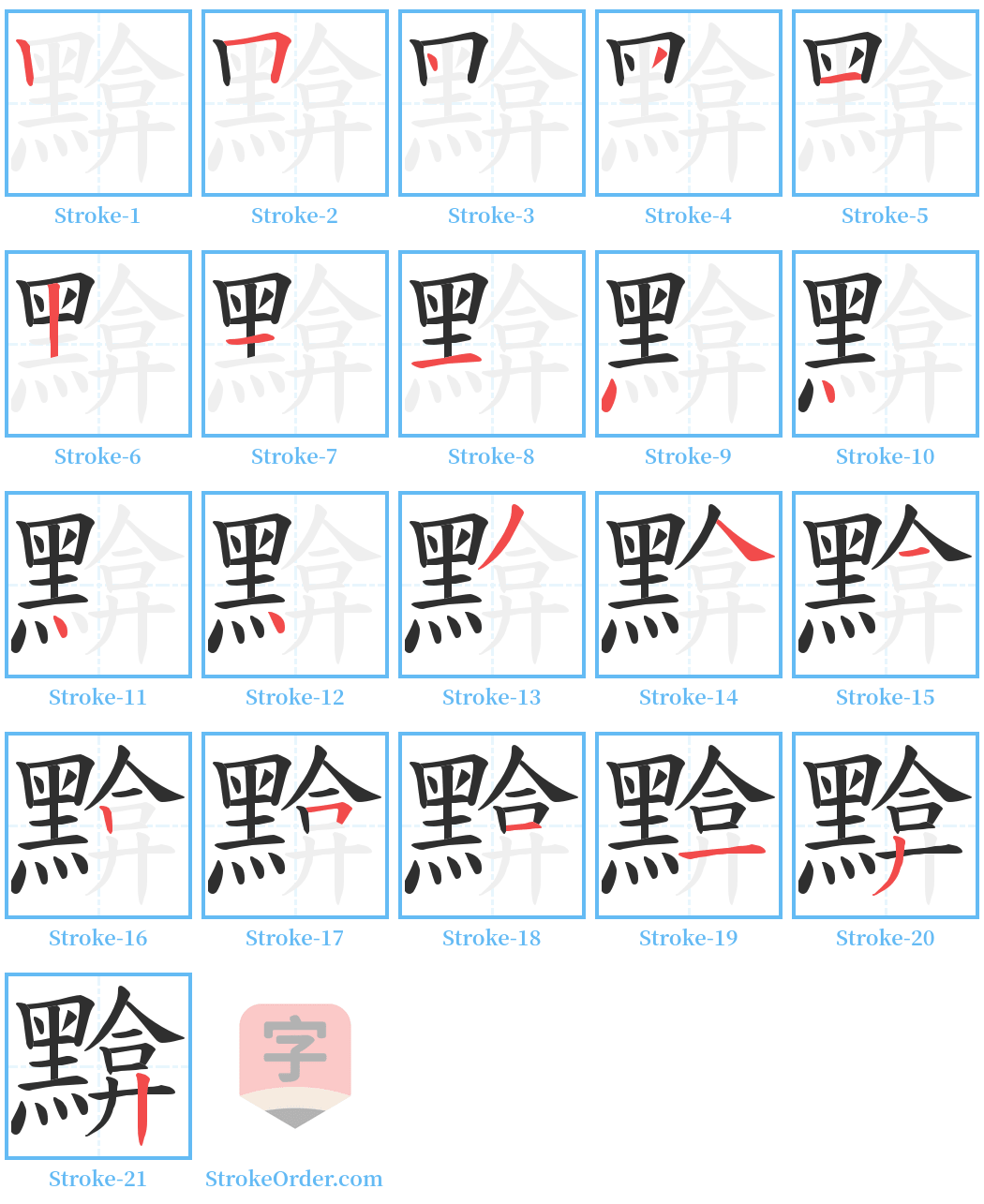 黭 Stroke Order Diagrams